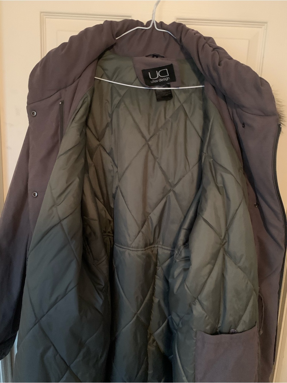 Utex Olive Green Puffer Coat with Faux Fur Accent - Picture 2 of 10